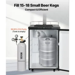 VEVOR CO2 Tank, 15 lbs New Aluminum Alloy Cylinder, CO2 Air Tank with Light Spray Coating, CGA320 Valve, Handle & Adjustable Pressure, DOT Approved Cylinder for Draft Beer Dispensing and Soda Maker