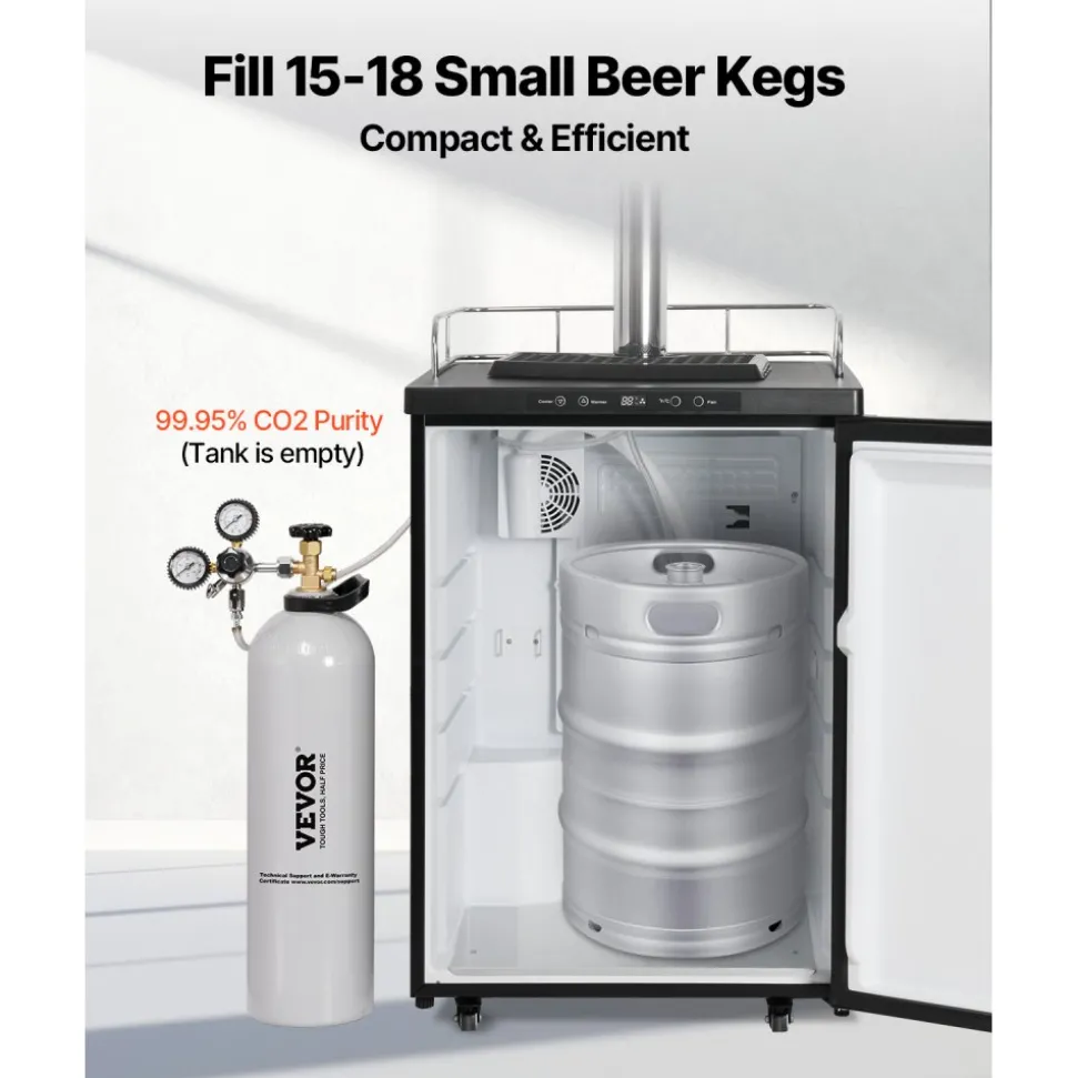 VEVOR CO2 Tank, 15 lbs New Aluminum Alloy Cylinder, CO2 Air Tank with Light Spray Coating, CGA320 Valve, Handle & Adjustable Pressure, DOT Approved Cylinder for Draft Beer Dispensing and Soda Maker
