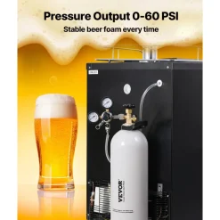 VEVOR CO2 Tank, 15 lbs New Aluminum Alloy Cylinder, CO2 Air Tank with Light Spray Coating, CGA320 Valve, Handle & Adjustable Pressure, DOT Approved Cylinder for Draft Beer Dispensing and Soda Maker