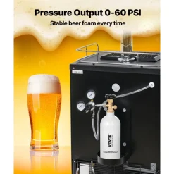 VEVOR CO2 Tank, 2.5 lbs New Aluminum Alloy Cylinder, CO2 Air Tank with Light Gray Spray Coating, CGA320 Valve & Adjustable Pressure, DOT Approved Cylinder for Draft Beer Dispensing and Soda Maker