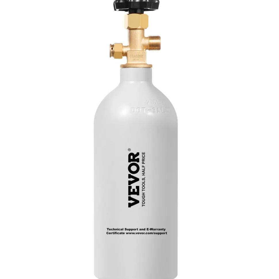 VEVOR CO2 Tank, 2.5 lbs New Aluminum Alloy Cylinder, CO2 Air Tank with Light Gray Spray Coating, CGA320 Valve & Adjustable Pressure, DOT Approved Cylinder for Draft Beer Dispensing and Soda Maker