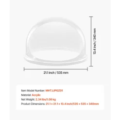 VEVOR Cotton Candy Machine Cover, Transparent Acrylic Dome Bubble Shield, Cotton Candy Machine Bubble Shield Compatible with 20.5in Cottons Candies Machines Bowl for Party, Shops, Bottom Groove Design