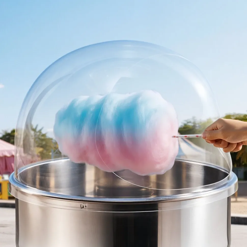 VEVOR Cotton Candy Machine Cover, Transparent Acrylic Dome Bubble Shield, Cotton Candy Machine Bubble Shield Compatible with 20.5in Cottons Candies Machines Bowl for Party, Shops, Bottom Groove Design