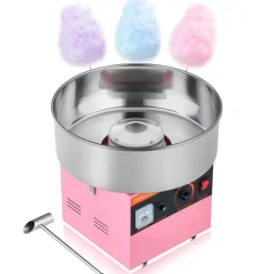 VEVOR Cotton Candy Machine Commercial, 1000W Electric Candy Floss Maker, Easy Use with 15 inch Stainless Steel Bowl and Sugar Scoop, Makes Hard Candy for Home Kids Birthday, Family Party, Pink