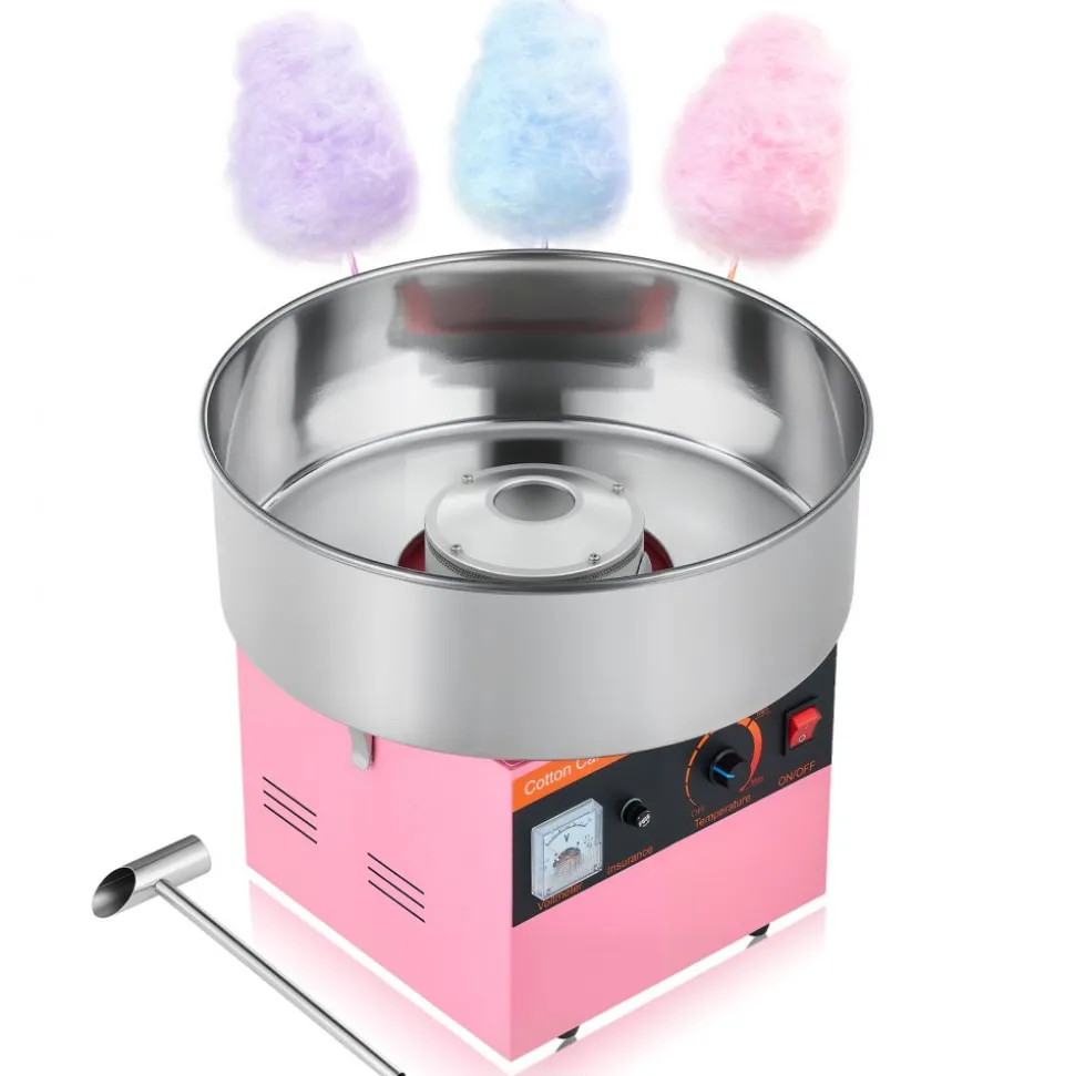 VEVOR Cotton Candy Machine Commercial, 1000W Electric Candy Floss Maker, Easy Use with 15 inch Stainless Steel Bowl and Sugar Scoop, Makes Hard Candy for Home Kids Birthday, Family Party, Pink