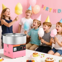 VEVOR Cotton Candy Machine Commercial, 1000W Electric Candy Floss Maker, Easy Use with 15 inch Stainless Steel Bowl and Sugar Scoop, Makes Hard Candy for Home Kids Birthday, Family Party, Pink