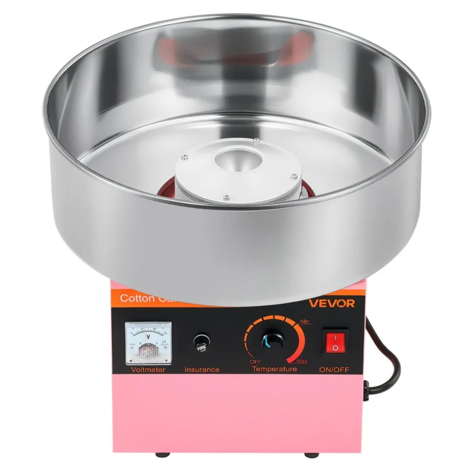 VEVOR Cotton Candy Machine Commercial, 1000W Electric Candy Floss Maker, Easy Use with 15 inch Stainless Steel Bowl and Sugar Scoop, Makes Hard Candy for Home Kids Birthday, Family Party, Pink