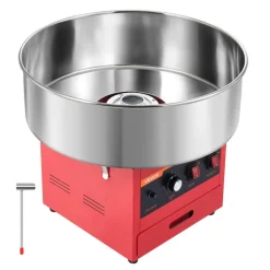 VEVOR Cotton Candy Machine Commercial 1000W Electric Candy Floss Maker Red, Ideal for Home, Carnival, Birthday, Family Party, Easy Use with 20.5 in Stainless Steel Bowl, Storage Drawer, Sugar Scoop