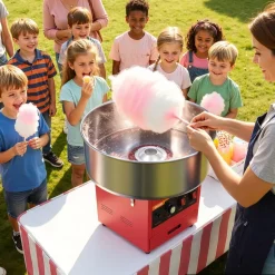 VEVOR Cotton Candy Machine Commercial 1000W Electric Candy Floss Maker Red, Ideal for Home, Carnival, Birthday, Family Party, Easy Use with 20.5 in Stainless Steel Bowl, Storage Drawer, Sugar Scoop