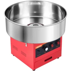 VEVOR Cotton Candy Machine Commercial 1000W Electric Candy Floss Maker Red, Ideal for Home, Carnival, Birthday, Family Party, Easy Use with 20.5 in Stainless Steel Bowl, Storage Drawer, Sugar Scoop