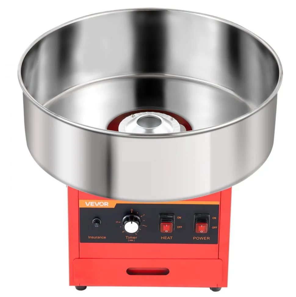 VEVOR Cotton Candy Machine Commercial 1000W Electric Candy Floss Maker Red, Ideal for Home, Carnival, Birthday, Family Party, Easy Use with 20.5 in Stainless Steel Bowl, Storage Drawer, Sugar Scoop