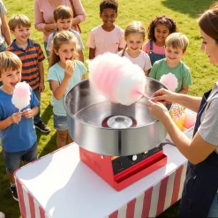 VEVOR Cotton Candy Machine Commercial 1000W Electric Candy Floss Maker Red, Ideal for Home, Carnival, Birthday, Family Party, Easy Use with 20.5 in Stainless Steel Bowl, Storage Tray and Sugar Scoop