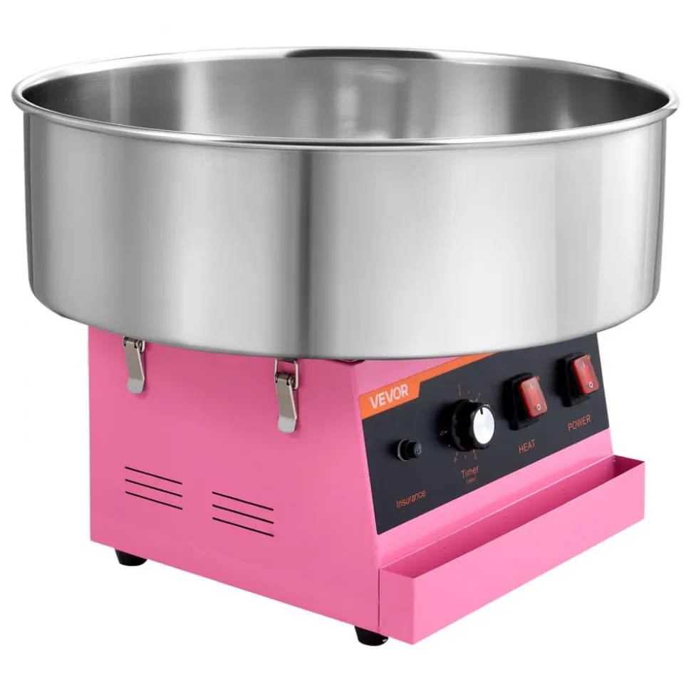 VEVOR Cotton Candy Machine Commercial 1000W Electric Candy Floss Maker Pink, Ideal for Home, Carnival, Birthday, Family Party, Easy Use with 20.5 in Stainless Steel Bowl, Storage Tray and Sugar Scoop
