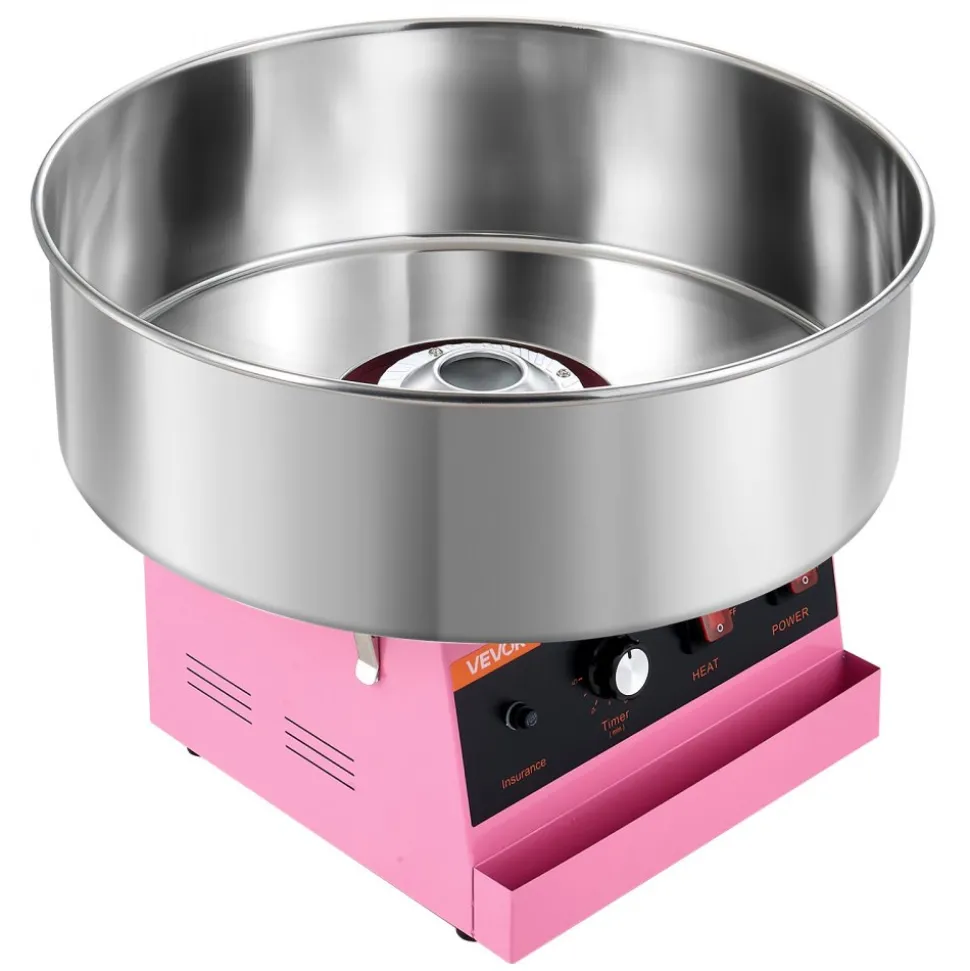 VEVOR Cotton Candy Machine Commercial 1000W Electric Candy Floss Maker Pink, Ideal for Home, Carnival, Birthday, Family Party, Easy Use with 20.5 in Stainless Steel Bowl, Storage Tray and Sugar Scoop