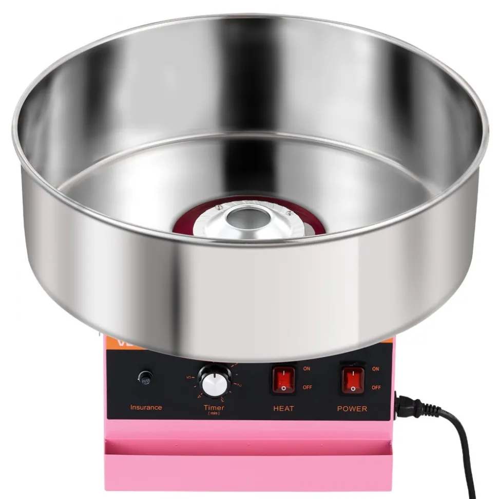 VEVOR Cotton Candy Machine Commercial 1000W Electric Candy Floss Maker Pink, Ideal for Home, Carnival, Birthday, Family Party, Easy Use with 20.5 in Stainless Steel Bowl, Storage Tray and Sugar Scoop
