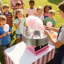 VEVOR Cotton Candy Machine Commercial 1000W Electric Candy Floss Maker Pink, Ideal for Home, Carnival, Birthday, Family Party, Easy Use with 20.5 in Stainless Steel Bowl, Storage Tray and Sugar Scoop