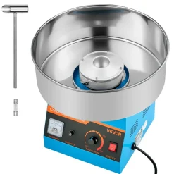 VEVOR Cotton Candy Machine Commercial, 1000W Electric Candy Floss Maker, Easy Use with 15 inch Stainless Steel Bowl and Sugar Scoop, Makes Hard Candy for Home Kids Birthday, Family Party, Blue