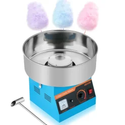 VEVOR Cotton Candy Machine Commercial, 1000W Electric Candy Floss Maker, Easy Use with 15 inch Stainless Steel Bowl and Sugar Scoop, Makes Hard Candy for Home Kids Birthday, Family Party, Blue