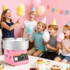 VEVOR Cotton Candy Machine Commercial, 1000W Electric Candy Floss Maker, Easy Use with 15 inch Stainless Steel Bowl and Sugar Scoop, Makes Hard Candy for Home Kids Birthday, Family Party, Pink