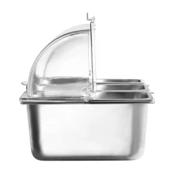 VEVOR Countertop Food Serving Display Container, 6 Pan Stainless Steel Food Serving Tray, Buffet Condiment Dispenser Display Rack with Clear Lid & 3 Freezer Boxes, for Restaurant Hotel Kitchen Party