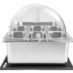 VEVOR Countertop Food Serving Display Container, Stainless Steel Food Salad Server Tray, Buffet Condiment Dispenser, Ice Cooled Rack with Separate Lid, for Restaurant Hotel Kitchen (2x1/6+3x1/9 Pan)