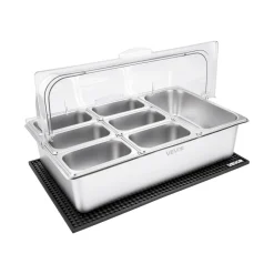 VEVOR Countertop Food Serving Display Container, Stainless Steel Food Salad Server Tray, Buffet Condiment Dispenser, Ice Cooled Rack with Separate Lid, for Restaurant Hotel Kitchen (2x1/6+3x1/9 Pan)