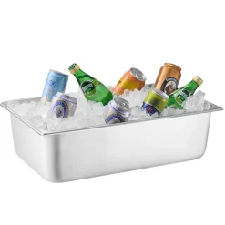 VEVOR Countertop Food Serving Display Container, 5 Pan Stainless Steel Food Serving Tray, Buffet Condiment Dispenser Display Rack with Clear Lid & 3 Freezer Boxes, for Restaurant Hotel Kitchen Party