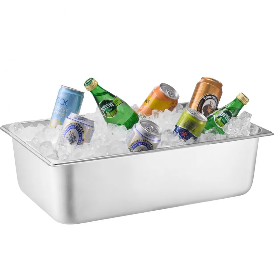 VEVOR Countertop Food Serving Display Container, 5 Pan Stainless Steel Food Serving Tray, Buffet Condiment Dispenser Display Rack with Clear Lid & 3 Freezer Boxes, for Restaurant Hotel Kitchen Party