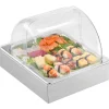 VEVOR Countertop Food Serving Display Container, 1 x 1/2 Pan Stainless Steel Food Serving Tray, Buffet Condiment Dispenser Display Rack with Clear Lid & Ice Tray, for Restaurant Hotel Kitchen Party