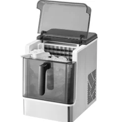 VEVOR Countertop Ice Maker, 32 Cubes Ready in 15 Mins, 46lbs in 24Hrs, Self-Cleaning Portable Ice Maker with Convenient Ice Transfer, Ice Machine with 3 Sizes Ice Cube for Home Kitchen Office Party