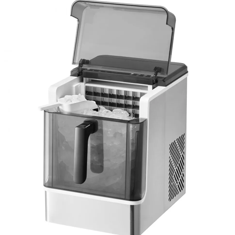 VEVOR Countertop Ice Maker, 32 Cubes Ready in 15 Mins, 46lbs in 24Hrs, Self-Cleaning Portable Ice Maker with Convenient Ice Transfer, Ice Machine with 3 Sizes Ice Cube for Home Kitchen Office Party