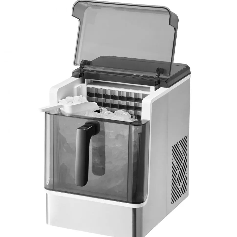 VEVOR Countertop Ice Maker, 32 Cubes Ready in 15 Mins, 46lbs in 24Hrs, Self-Cleaning Portable Ice Maker with Convenient Ice Transfer, Ice Machine with 3 Sizes Ice Cube for Home Kitchen Office Party