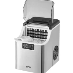 VEVOR Countertop Ice Maker, 32 Cubes Ready in 15 Mins, 46lbs in 24Hrs, Self-Cleaning Portable Ice Maker with Convenient Ice Transfer, Ice Machine with 3 Sizes Ice Cube for Home Kitchen Office Party