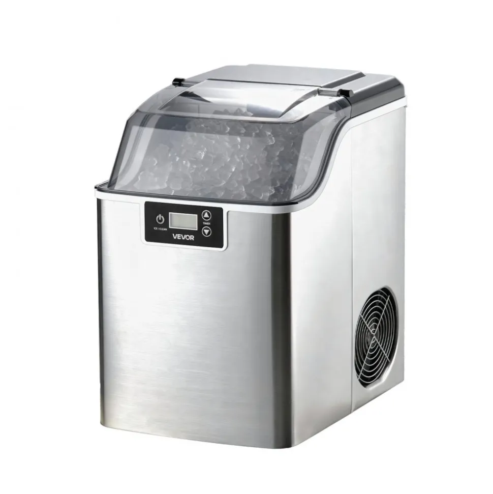 VEVOR Countertop Ice Maker, 44 lbs per Day, Self-Cleaning Portable Machine with Scoop, 4 lbs Ice-Storage Basket, Nugget Ice-Making Machine with Chewable Ices for Home, Kitchen, Office, Bar & Party