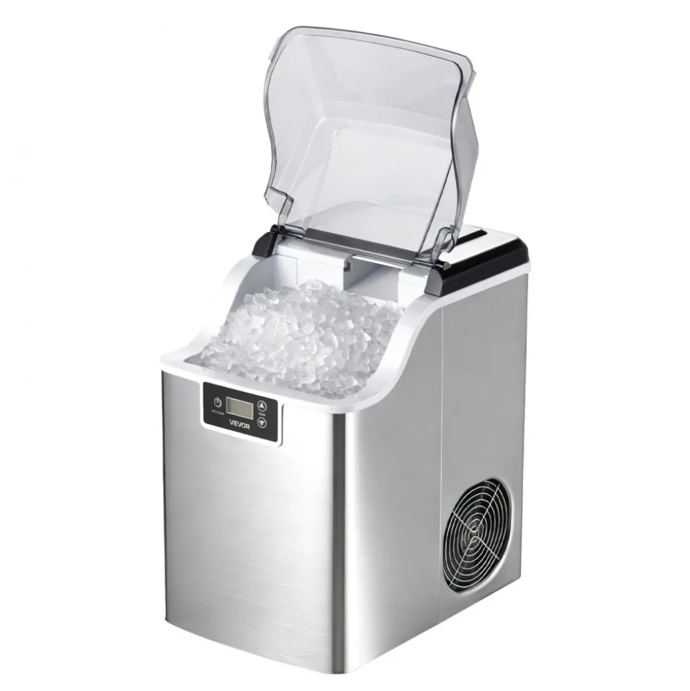 VEVOR Countertop Ice Maker, 44 lbs per Day, Self-Cleaning Portable Machine with Scoop, 4 lbs Ice-Storage Basket, Nugget Ice-Making Machine with Chewable Ices for Home, Kitchen, Office, Bar & Party