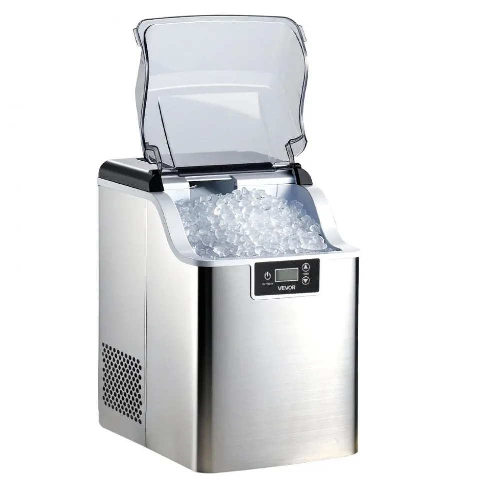 VEVOR Countertop Ice Maker, 44 lbs per Day, Self-Cleaning Portable Machine with Scoop, 4 lbs Ice-Storage Basket, Nugget Ice-Making Machine with Chewable Ices for Home, Kitchen, Office, Bar & Party