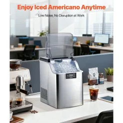 VEVOR Countertop Ice Maker, 44 lbs per Day, Self-Cleaning Portable Machine with Scoop, 4 lbs Ice-Storage Basket, Nugget Ice-Making Machine with Chewable Ices for Home, Kitchen, Office, Bar & Party