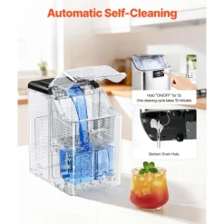 VEVOR Countertop Ice Maker, 44 lbs per Day, Self-Cleaning Portable Machine with Scoop, 4 lbs Ice-Storage Basket, Nugget Ice-Making Machine with Chewable Ices for Home, Kitchen, Office, Bar & Party