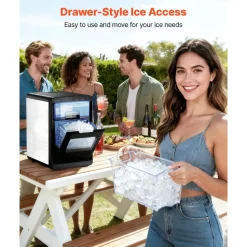 VEVOR Countertop Ice Maker, 44 lbs per Day, Self-Cleaning Portable Machine with Scoop, Drawer-Style Ice Access, Nugget Ice-Making Machine with Chewable Ices for Home, Kitchen, Office, Bar & Party