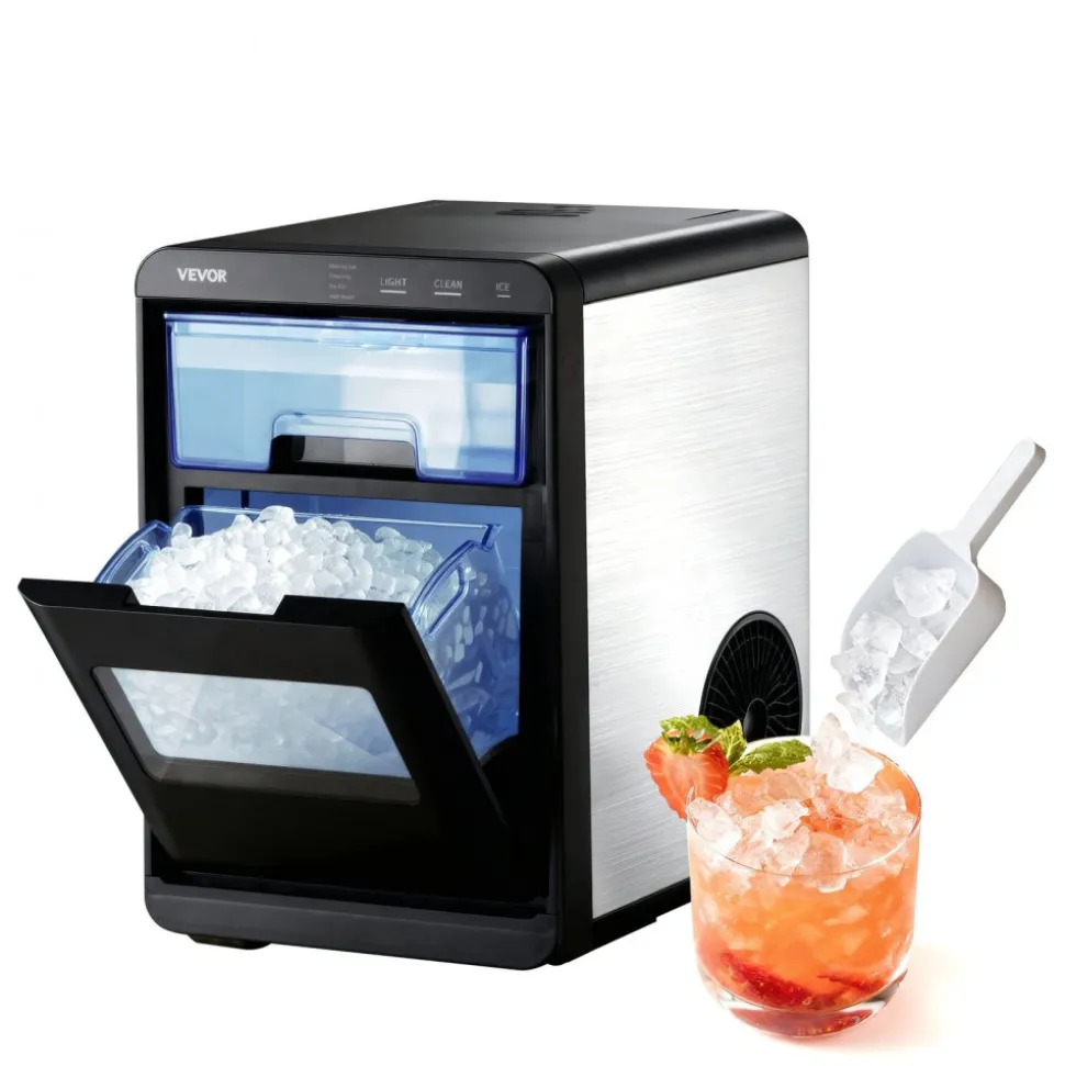 VEVOR Countertop Ice Maker, 44 lbs per Day, Self-Cleaning Portable Machine with Scoop, Drawer-Style Ice Access, Nugget Ice-Making Machine with Chewable Ices for Home, Kitchen, Office, Bar & Party