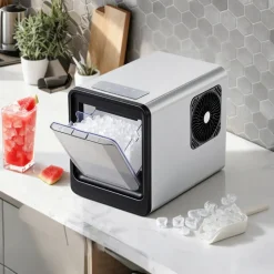 VEVOR Countertop Ice Maker, 33 lbs per Day, Self-Cleaning Portable Machine with Scoop, Drawer-Style Ice Access, Nugget Ice-Making Machine with Chewable Ices for Home, Kitchen, Office, Bar & Party
