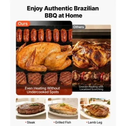 VEVOR Countertop Vertical Oven Brazilian Flame 5 Auto Rotating Skewers, for Steak, Fish, Lamb Leg, Outdoor Gas Heating Rotisserie Shawarma Machine, Meat Kebab Grill, with Curved Glass Door