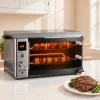 VEVOR Countertop Vertical Oven Brazilian Flame 2 Auto Rotating Skewers, for Steak, Fish, Lamb Leg, 1800W Rotisserie Shawarma Machine, Electric Meat Kebab Grill, with Curved Glass Door, Drip Tray
