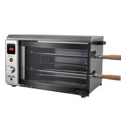 VEVOR Countertop Vertical Oven Brazilian Flame 2 Auto Rotating Skewers, for Steak, Fish, Lamb Leg, 1800W Rotisserie Shawarma Machine, Electric Meat Kebab Grill, with Curved Glass Door, Drip Tray