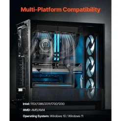 VEVOR CPU Liquid Cooler, AIO CPU Water Cooler - 120mm PWN Fans, Pump, 1.8'' Display, Max. 2200RPM CPU Cooling Fan, Efficient Black PC Water Cooler for Intel 115X/1366/2011/1700/1200, AMD AM4/AM5