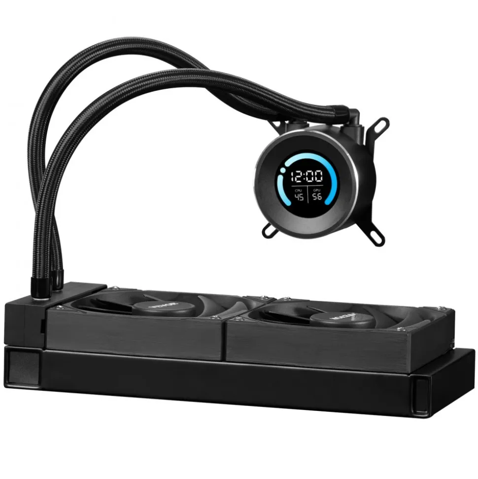VEVOR CPU Liquid Cooler, AIO CPU Water Cooler - 120mm PWN Fans, Pump, 1.8'' Display, Max. 2200RPM CPU Cooling Fan, Efficient Black PC Water Cooler for Intel 115X/1366/2011/1700/1200, AMD AM4/AM5