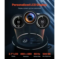 VEVOR CPU Liquid Cooler, AIO CPU Water Cooler - 3 x 120mm PWN Fans & Pump, Customizable Black PC Liquid Cooler with 2.1'' LCD Display & ARGB light, for Intel 115X/1366/2011/1700/1200, AMD AM4/AM5