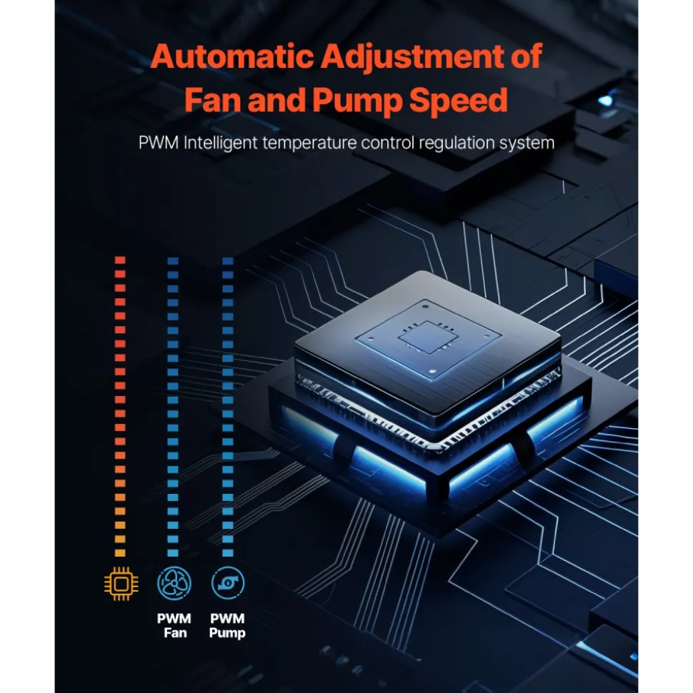 VEVOR CPU Liquid Cooler, AIO CPU Water Cooler - 3 x 120mm PWN Fans & Pump, Customizable Black PC Liquid Cooler with 2.1'' LCD Display & ARGB light, for Intel 115X/1366/2011/1700/1200, AMD AM4/AM5