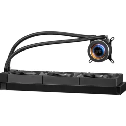 VEVOR CPU Liquid Cooler, AIO CPU Water Cooler - 3 x 120mm PWN Fans & Pump, Customizable Black PC Liquid Cooler with 2.1'' LCD Display & ARGB light, for Intel 115X/1366/2011/1700/1200, AMD AM4/AM5