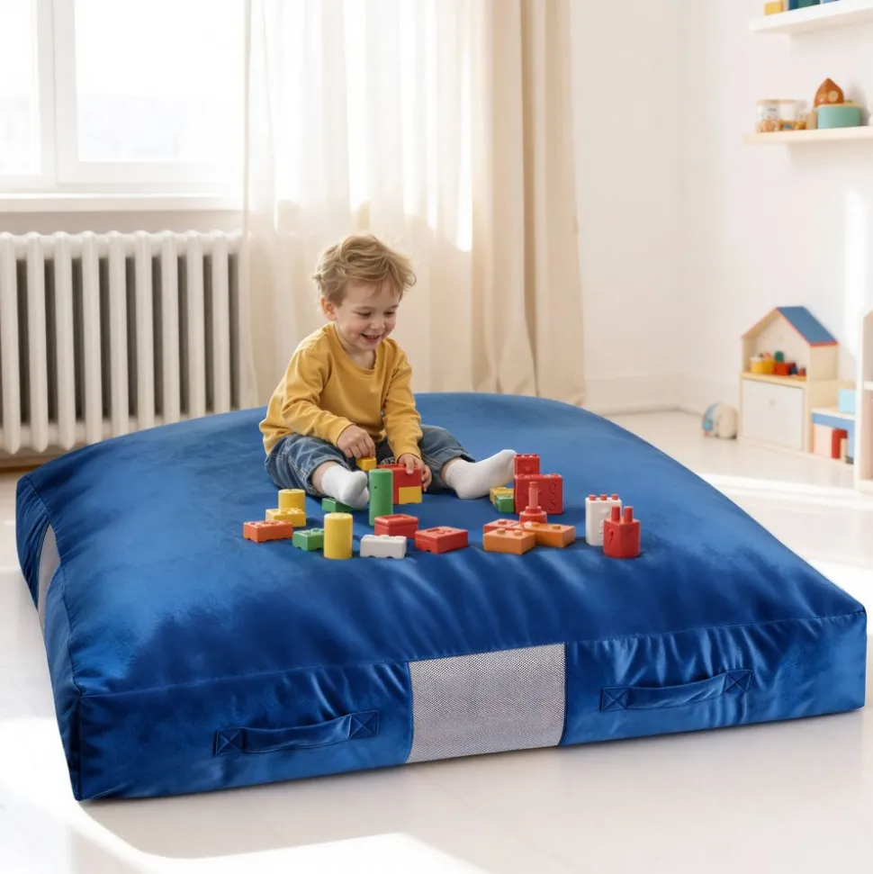 VEVOR Crash Pad, 5 x 5 ft Crash Pad for Kids Sensory with Foam Blocks and Washable Cover, Large Soft Foam Landing Zone Giant Pillow Mat, Sensory Room Equipment for Children Jumping, Relaxing & Play